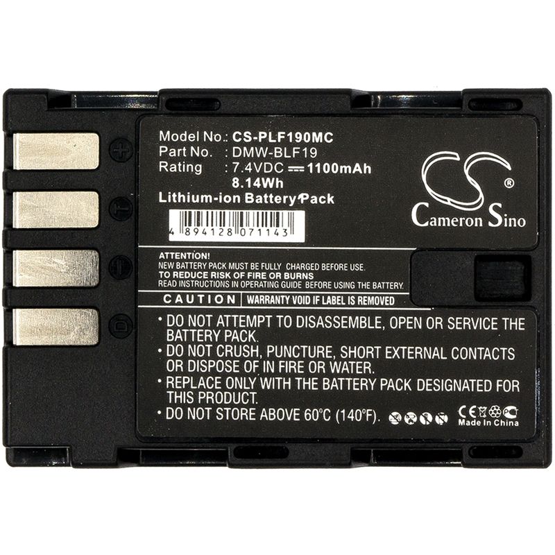 Li-ion Battery fits Panasonic, Lumix Dmc-gh3, Lumix Dmc-gh3a, Lumix Dmc-gh3agk 7.4V, 1100mAh Camera Cameron Sino Technology Limited