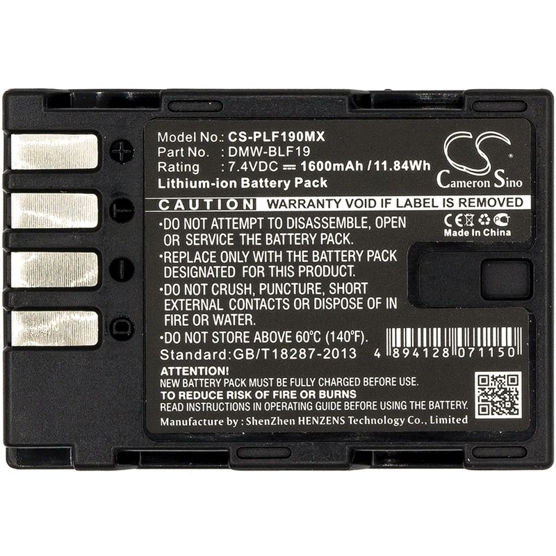 Li-ion Battery fits Panasonic, Lumix Dmc-gh3, Lumix Dmc-gh3a, Lumix Dmc-gh3agk 7.4V, 1600mAh Camera Cameron Sino Technology Limited
