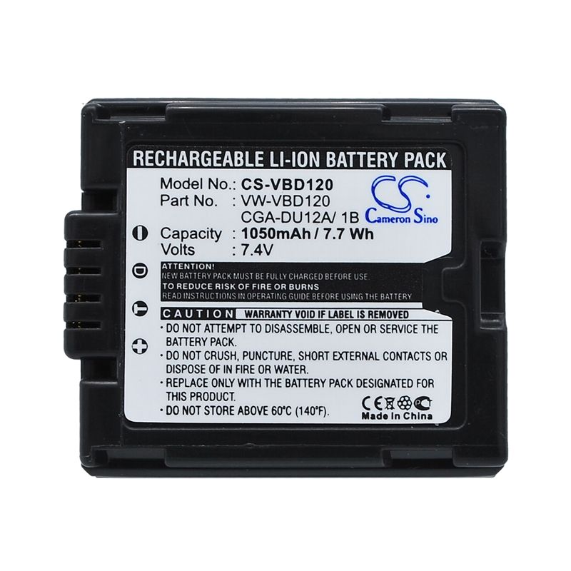 Li-ion Battery fits Panasonic, Dz-gx20, Dz-gx20a, Dz-gx20e 7.4V, 1050mAh Camera Cameron Sino Technology Limited