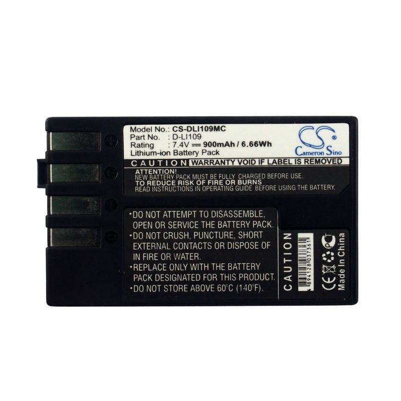 Li-ion Battery Fits Pentax, K2, K-2, K30 7.4v, 900mah Camera Cameron Sino Technology Limited