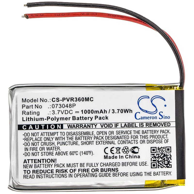 Li-Polymer Battery fits Polaroid, 360 Dual Lens Vr Camera, R360, R360-blk01 3.7V, 1000mAh Camera Cameron Sino Technology Limited