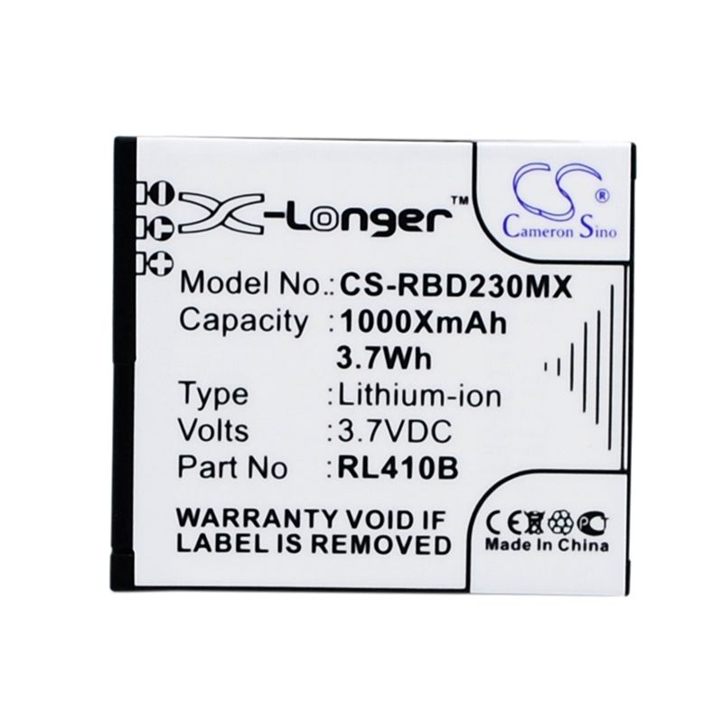 Li-ion Battery fits Rollei, Actioncam 230, Actioncam 240, Actioncam 400 3.7V, 1000mAh Camera Cameron Sino Technology Limited