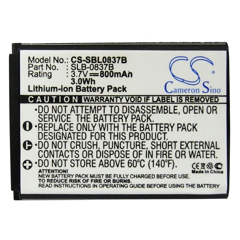 Li-ion Battery fits Samsung, Digimax L70, Digimax L70b, L201 3.7V, 800mAh Camera Cameron Sino Technology Limited