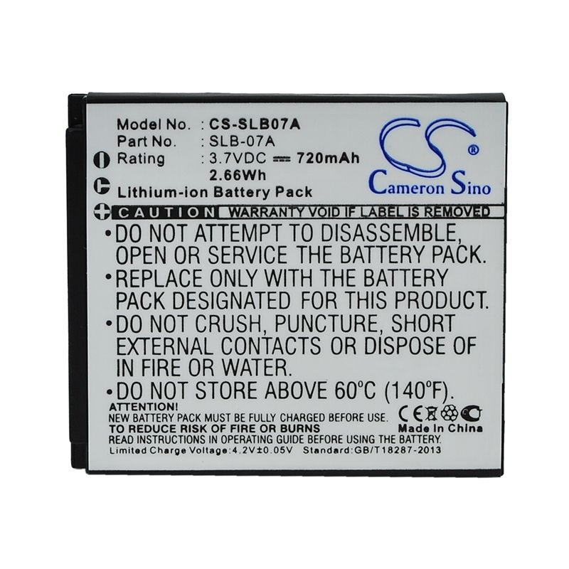 Li-ion Battery Fits Samsung, St50, St500, St550 3.7v, 720mah Camera Cameron Sino Technology Limited