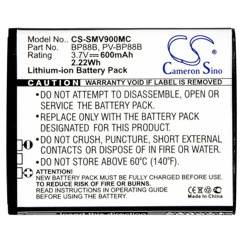 Li-ion Battery fits Samsung, Ec-mv900fbpwus, Mv900, Mv900f 3.7V, 600mAh Home Electronics Cameron Sino Technology Limited (Suspended)