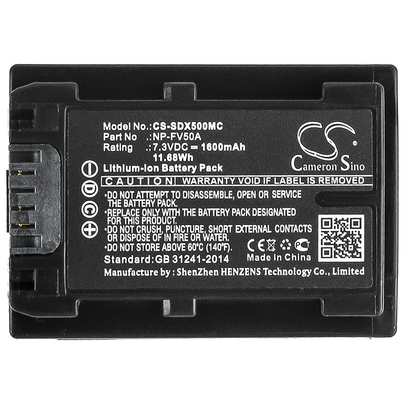 Li-ion Battery fits Sony, Fdr-ax33, Fdr-ax40, Fdr-ax45 7.3V, 1600mAh Camera Cameron Sino Technology Limited