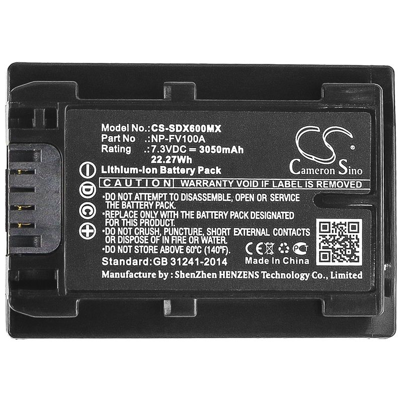 Li-ion Battery Fits Sony, Fdr-ax33, Fdr-ax40, Fdr-ax45 7.3v, 3050mah Camera Cameron Sino Technology Limited