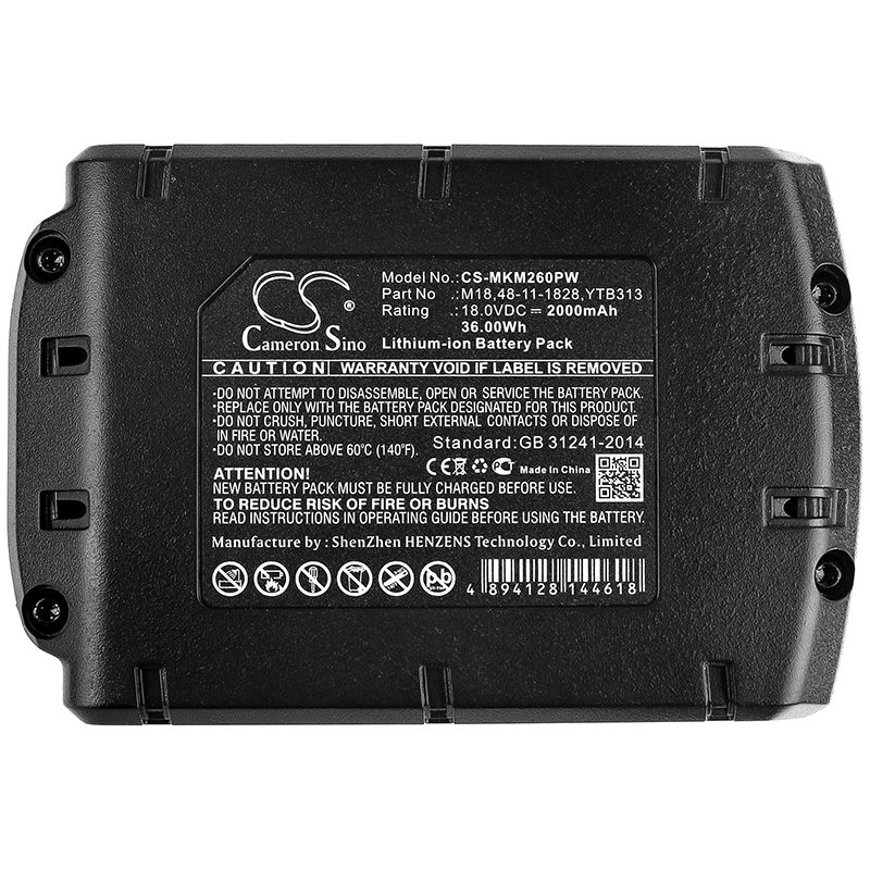 Li-ion Battery fits Milwaukee, 0880-20, 2601, 2601-22 18.0V, 2000mAh Power Tools Cameron Sino Technology Limited