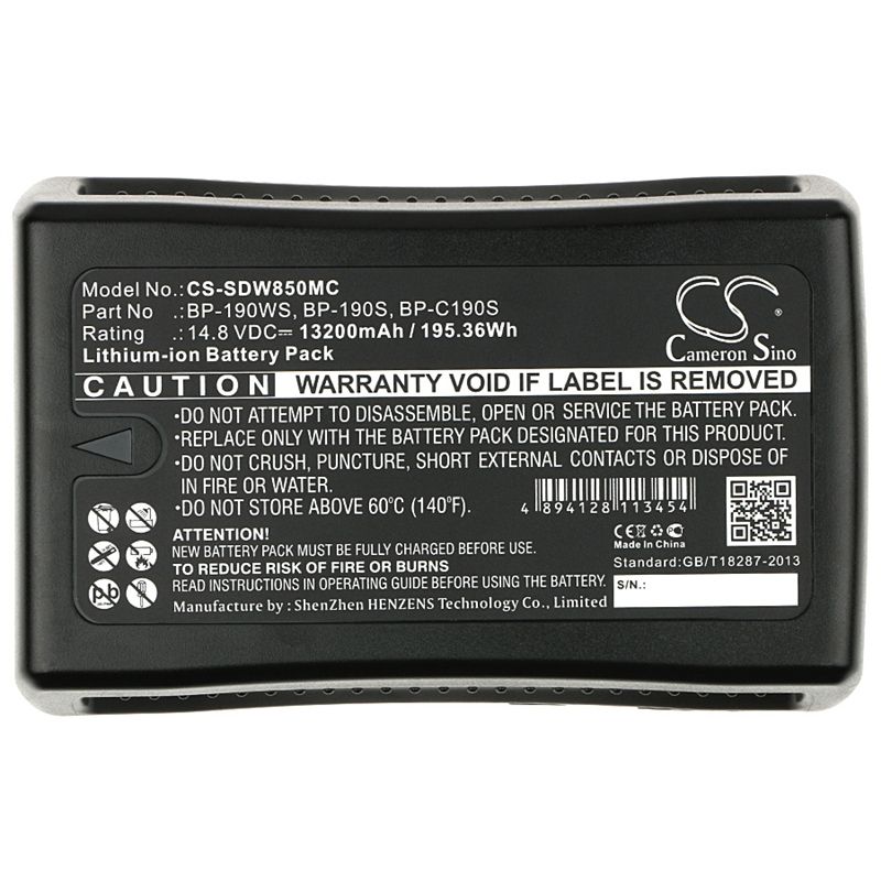 Li-ion Battery fits Sony, Dsr-250p, Dsr-600p, Dsr-650p 14.8V, 13200mAh Camera Cameron Sino Technology Limited