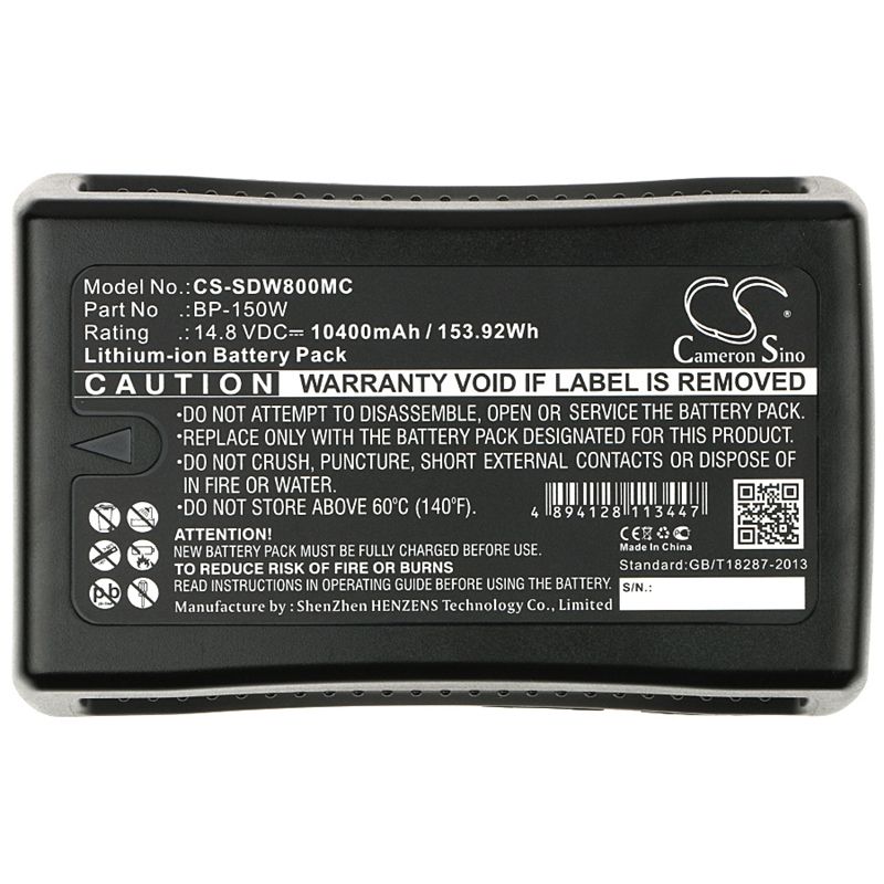 Li-ion Battery fits Sony, Dsr-250p, Dsr-600p, Dsr-650p 14.8V, 10400mAh Camera Cameron Sino Technology Limited