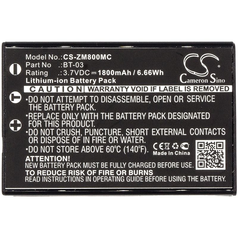 Li-ion Battery fits Zoom, Q8 Recorder 3.7V, 1800mAh Camera Cameron Sino Technology Limited
