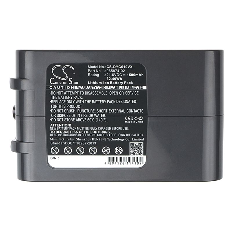 1500mAh Li-ion Battery fits Dyson, Absolute, Dc58, Dc61 21.6V Vacuum Cameron Sino Technology Limited