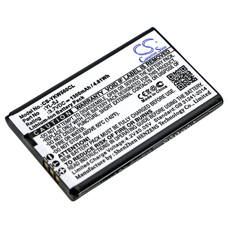 Li-ion Battery fits Yealink, One Talk Ip Dect, W56h, W56h/p 3.7V, 1300mAh Cordless Phone Cameron Sino Technology Limited