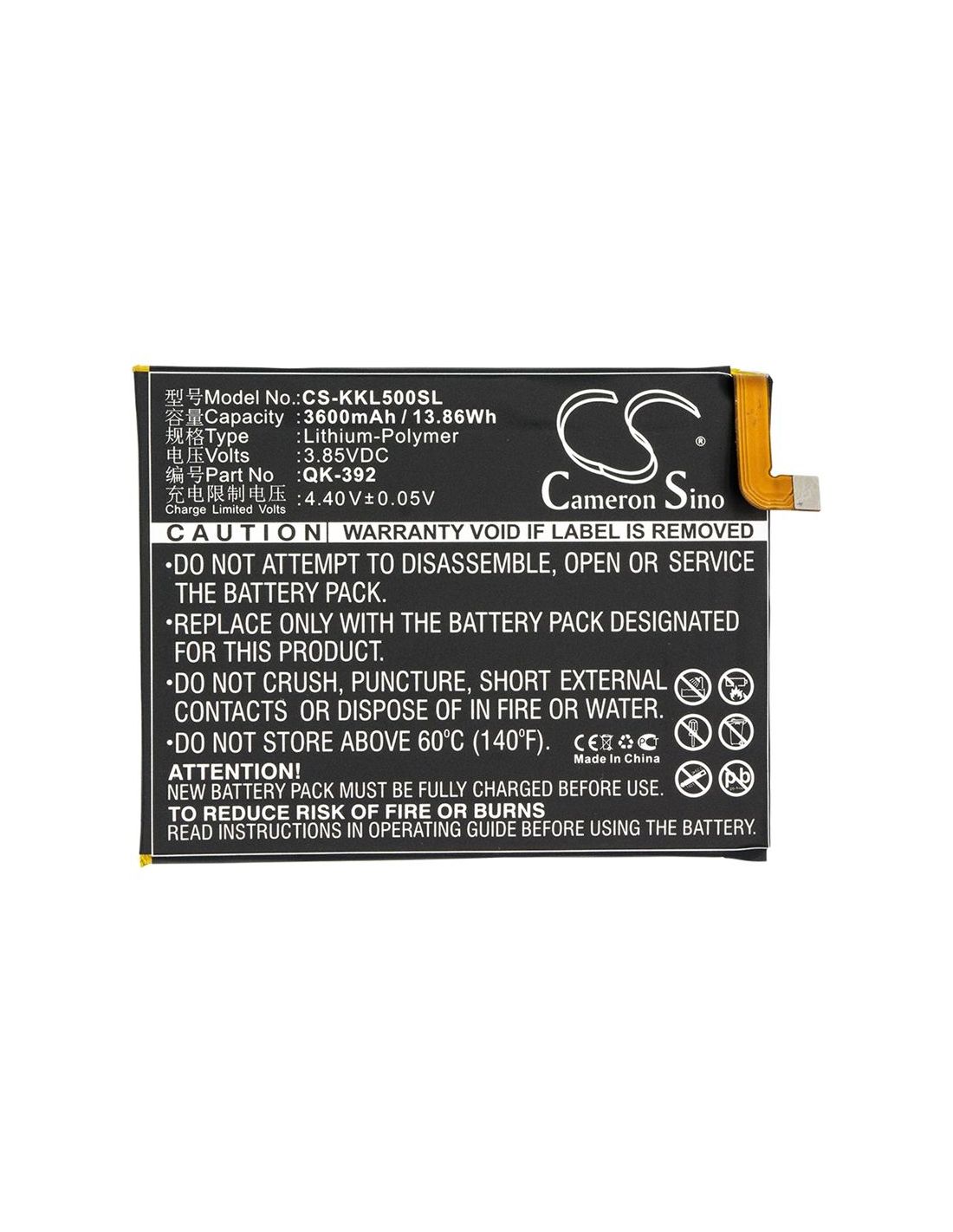 Li-Polymer Battery fits 360, 1509-a00, q5 plus, qihoo 3.85V, 3600mAh Mobile & SmartPhone Cameron Sino Technology Limited