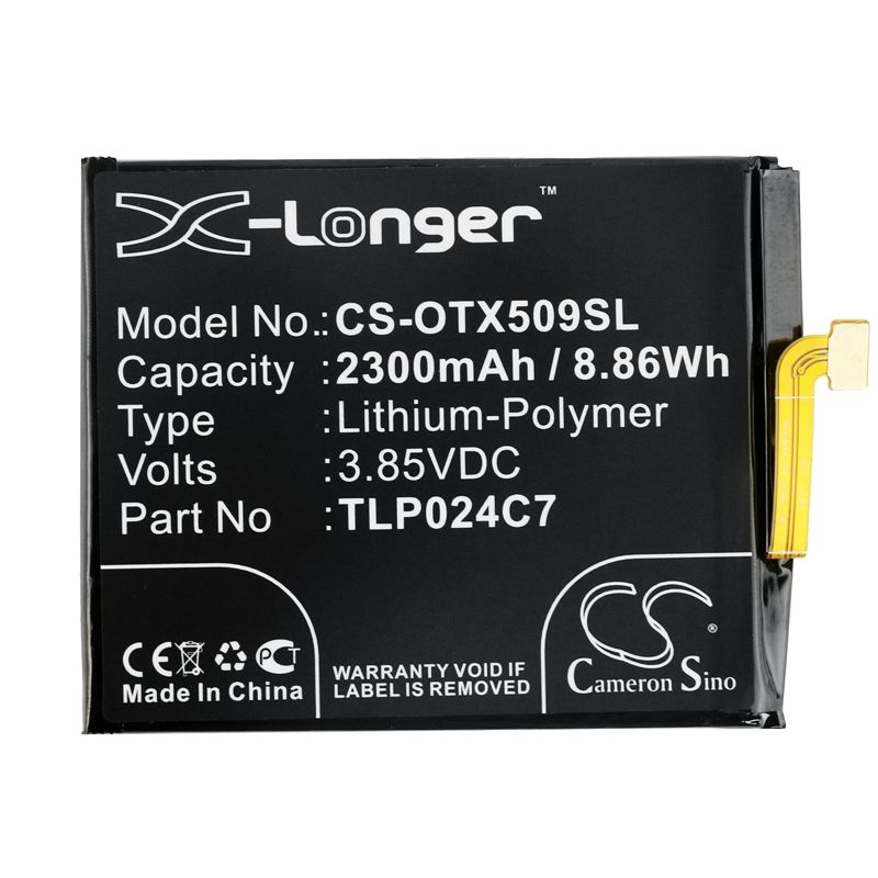 Li-Polymer Battery fits Alcatel, 1x, 1x dual sim, 1x dual sim lte 3.85V, 2300mAh Mobile & SmartPhone Cameron Sino Technology Limited