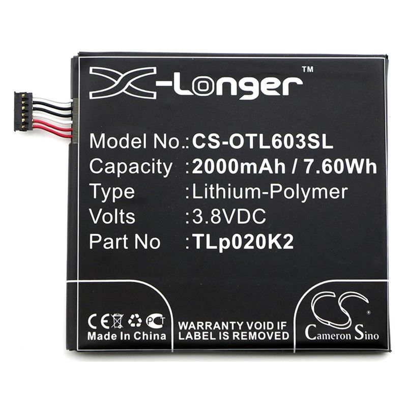 Li-Polymer Battery fits Alcatel, 6039s-2aalus7, one touch idol 3 4.7, ot-6039 3.8V, 2000mAh Mobile & SmartPhone Cameron Sino Technology Limited