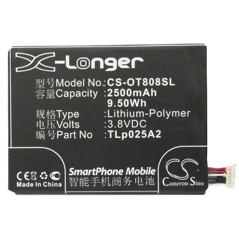 Li-polymer Battery Fits Alcatel, 7046t,7048, 7048a 3.8v, 2500mah Mobile & SmartPhone Cameron Sino Technology Limited