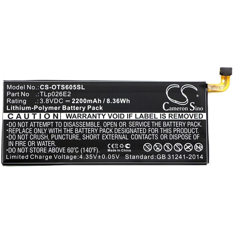 Li-polymer Battery Fits Alcatel, Idol 4 Dual Sim, One Touch Idol 4, One Touch Idol 4 Dual Sim 3.8v, 2200mah Mobile & SmartPhone Cameron Sino Technology Limited