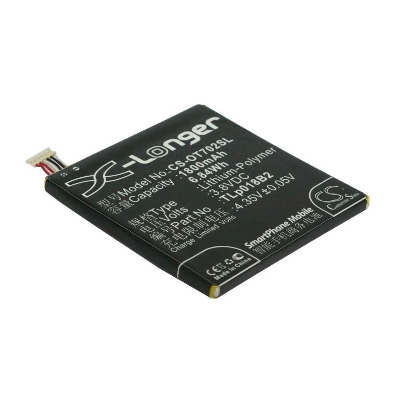 Li-Polymer Battery fits Alcatel, one touch 7024, one touch 7024w, one touch fierce 3.8V, 1800mAh Mobile & SmartPhone Cameron Sino Technology Limited