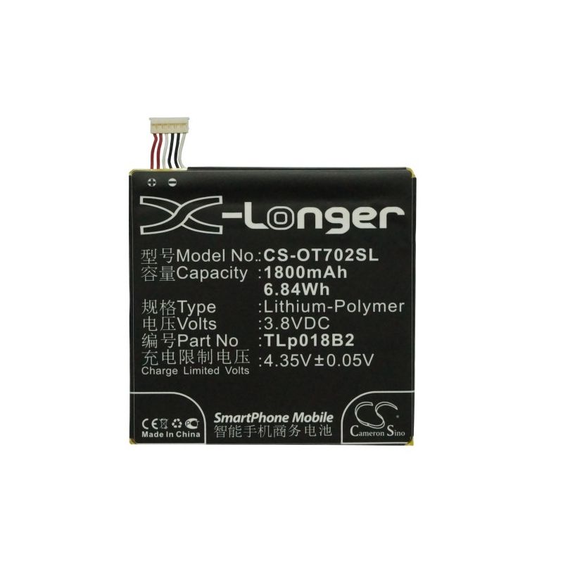 Li-Polymer Battery fits Alcatel, one touch 7024, one touch 7024w, one touch fierce 3.8V, 1800mAh Mobile & SmartPhone Cameron Sino Technology Limited