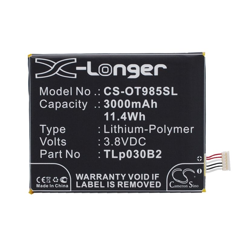 Li-Polymer Battery fits Alcatel, one touch flash 2, one touch flash 2 dual sim, one touch flash 2 dual sim lte 3.8V, 3000mAh Mobile & SmartPhone Cameron Sino Technology Limited