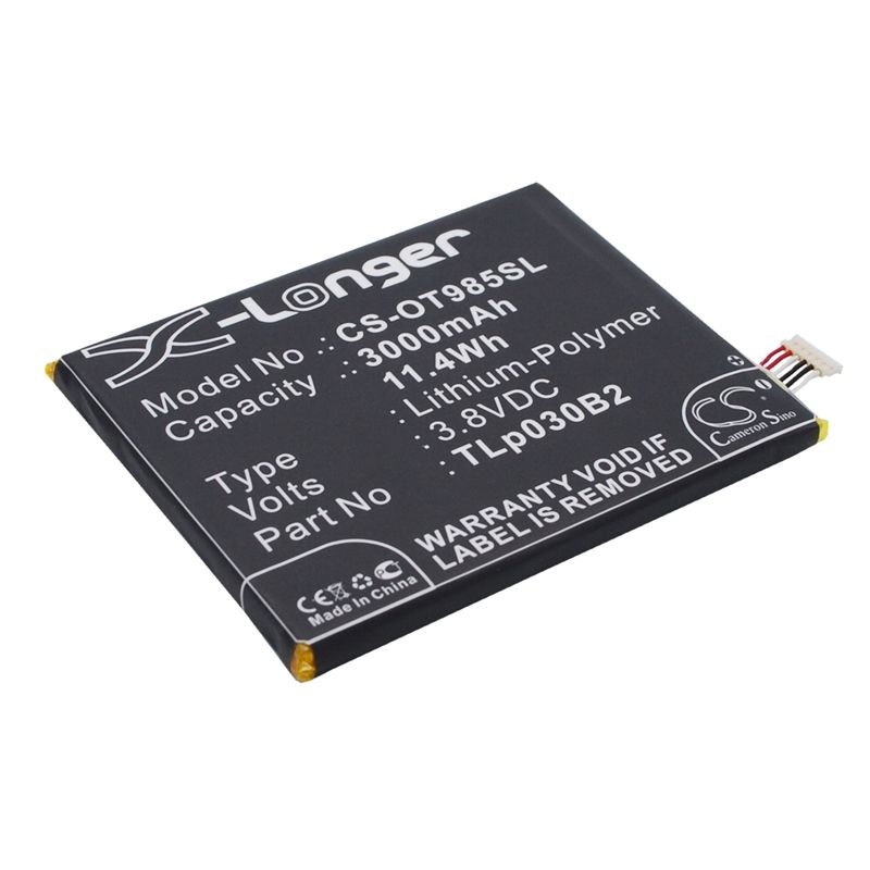 Li-Polymer Battery fits Alcatel, one touch flash 2, one touch flash 2 dual sim, one touch flash 2 dual sim lte 3.8V, 3000mAh Mobile & SmartPhone Cameron Sino Technology Limited