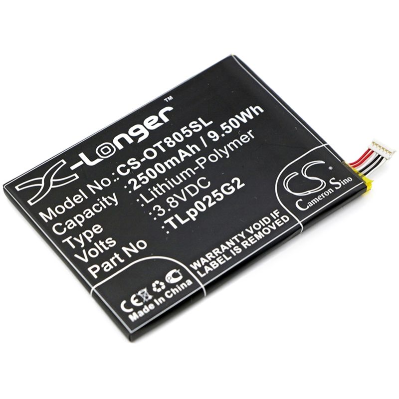 Li-Polymer Battery fits Alcatel, one touch pixi 3 8" 3g, one touch pixi 4 6.0, one touch pixi 4 6.0 lte 3.8V, 2500mAh Mobile & SmartPhone Cameron Sino Technology Limited