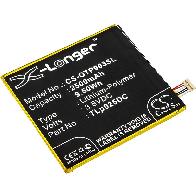 Li-Polymer Battery fits Alcatel, one touch pixi 4 6.0, one touch pixi 4 6.0 3g, ot-8050d 3.8V, 2500mAh Mobile & SmartPhone Cameron Sino Technology Limited