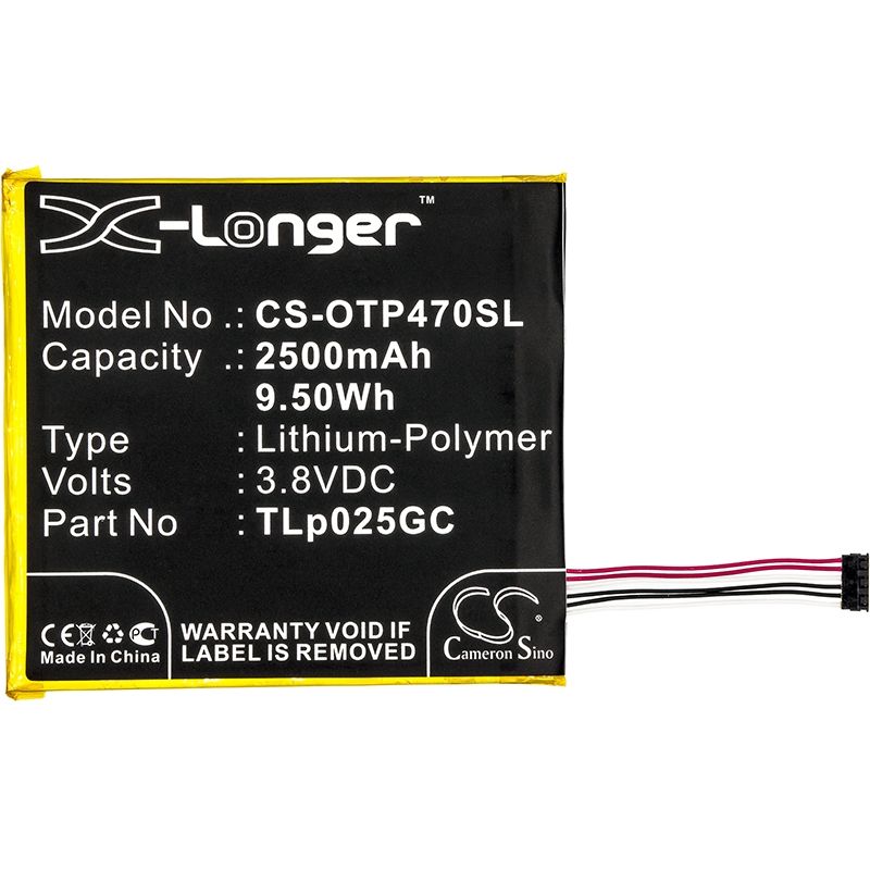 Li-Polymer Battery fits Alcatel, one touch pixi 4 7.0, one touch pixi 4 7.0 3g, one touch pixi 4 7.0 4g 3.8V, 2500mAh Mobile & SmartPhone Cameron Sino Technology Limited