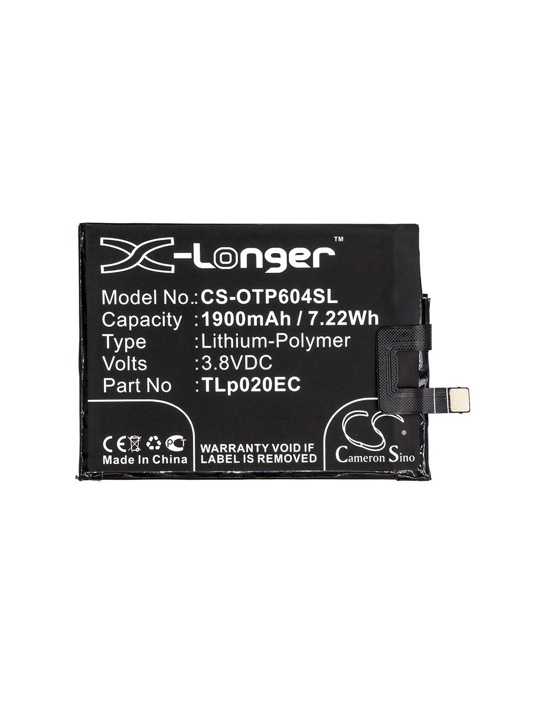 Li-Polymer Battery fits Alcatel, one touch pop up, one touch pop up lte dual sim, ot-6044 3.8V, 1900mAh Mobile & SmartPhone Cameron Sino Technology Limited