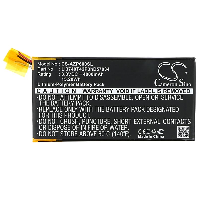 Li-Polymer Battery fits Amazing, p6 3.8V, 4000mAh Mobile & SmartPhone Cameron Sino Technology Limited