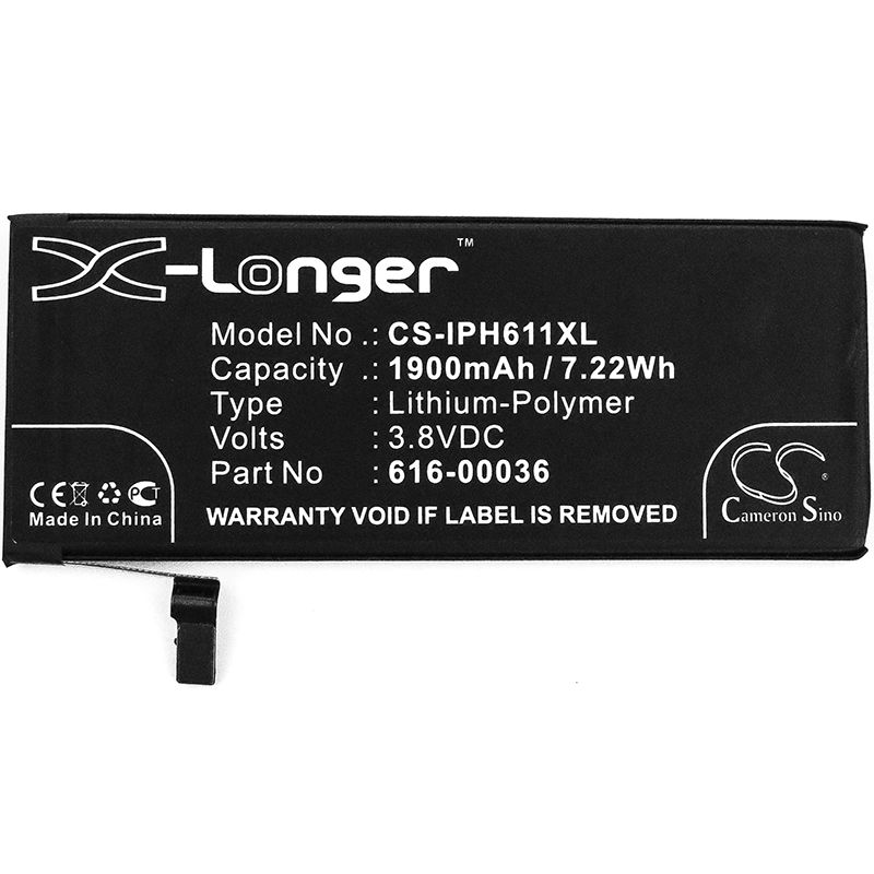 Li-polymer Battery Fits Apple, A1633, A1688, A1691 3.8v, 1900mah Mobile & SmartPhone Cameron Sino Technology Limited