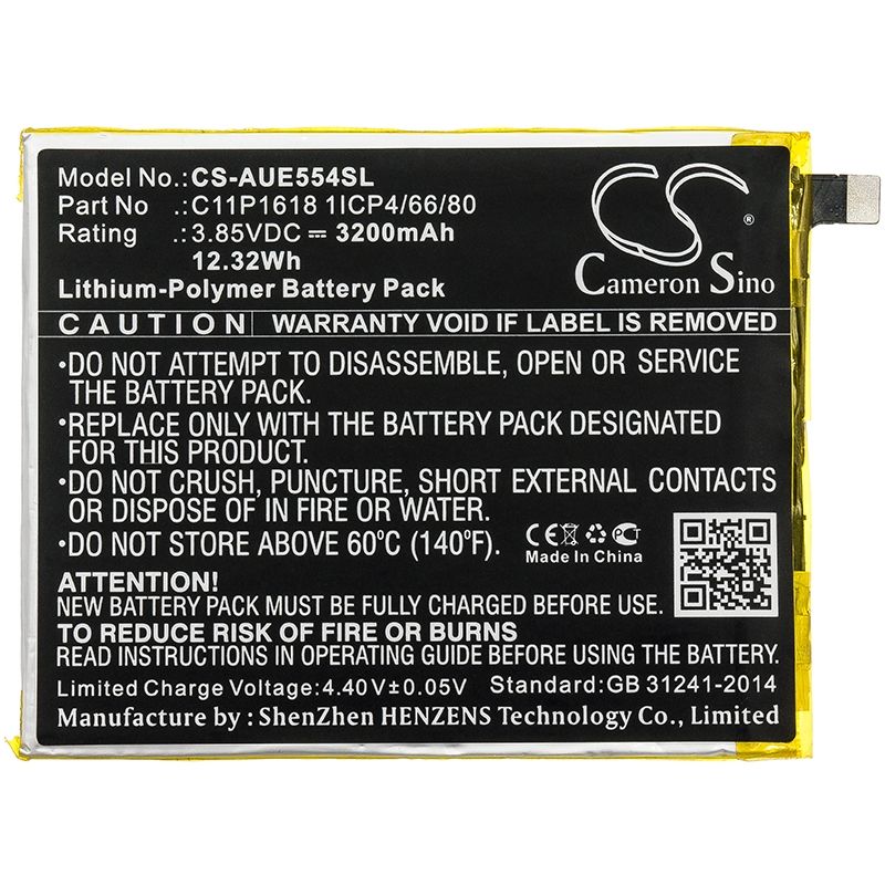 Li-polymer Battery Fits Asus, Ze554kl, Zenfone 4 3.85v, 3200mah Mobile & SmartPhone Cameron Sino Technology Limited