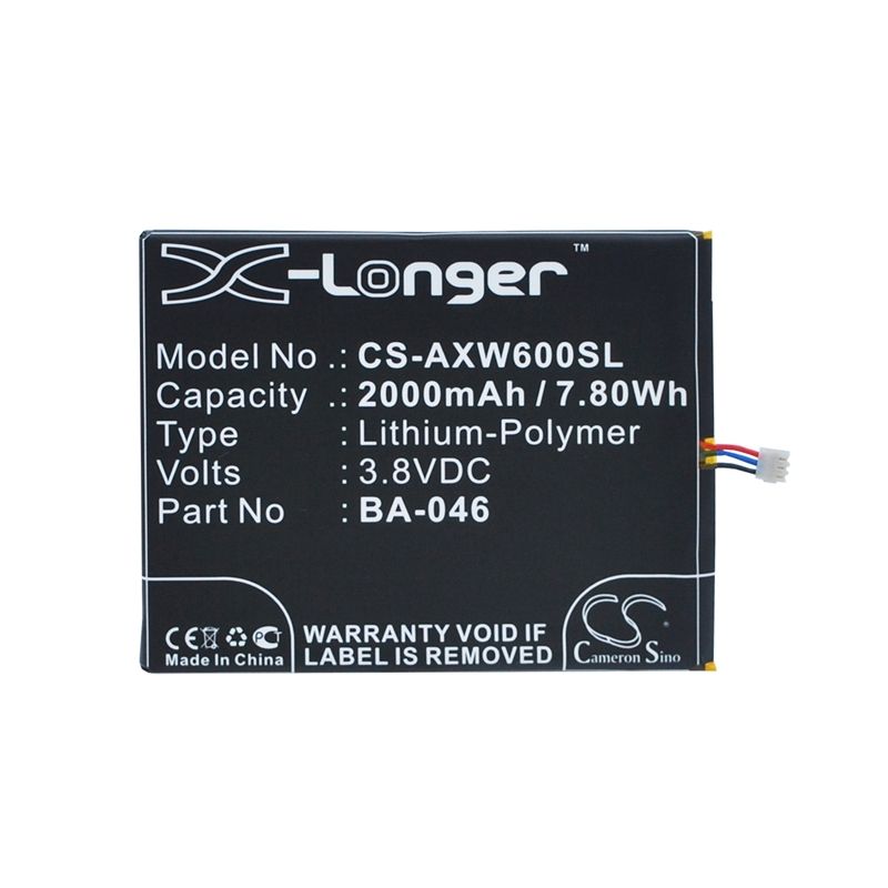 Li-Polymer Battery fits Aux, s6, v950, w6 3.8V, 2000mAh Communications Cameron Sino Technology Limited (Suspended)