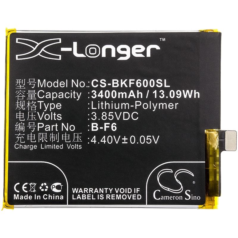 Li-Polymer Battery fits Bbk, v1821, vivo nex, vivo nex dual display 3.85V, 3400mAh Mobile & SmartPhone Cameron Sino Technology Limited