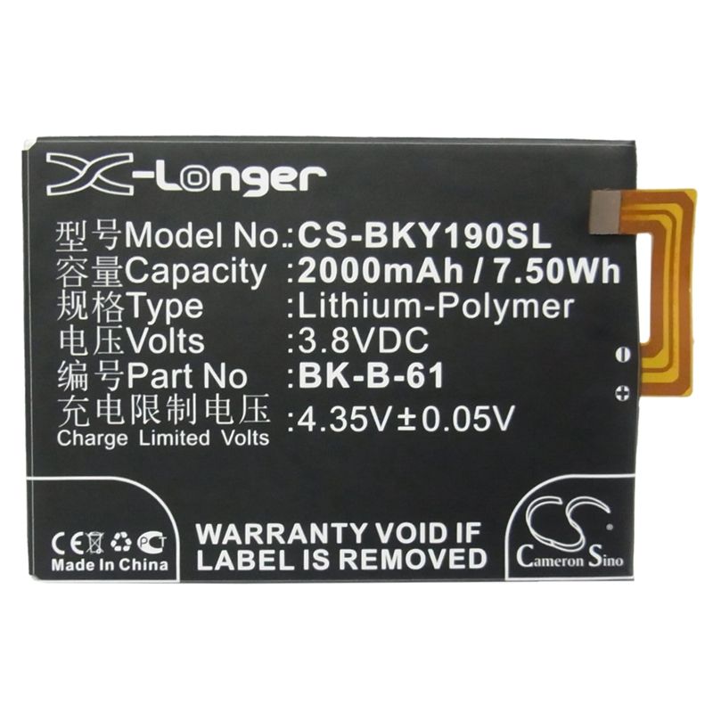 Li-Polymer Battery fits Bbk, vivo y19, vivo y19t 3.8V, 2000mAh Communications Cameron Sino Technology Limited (Suspended)