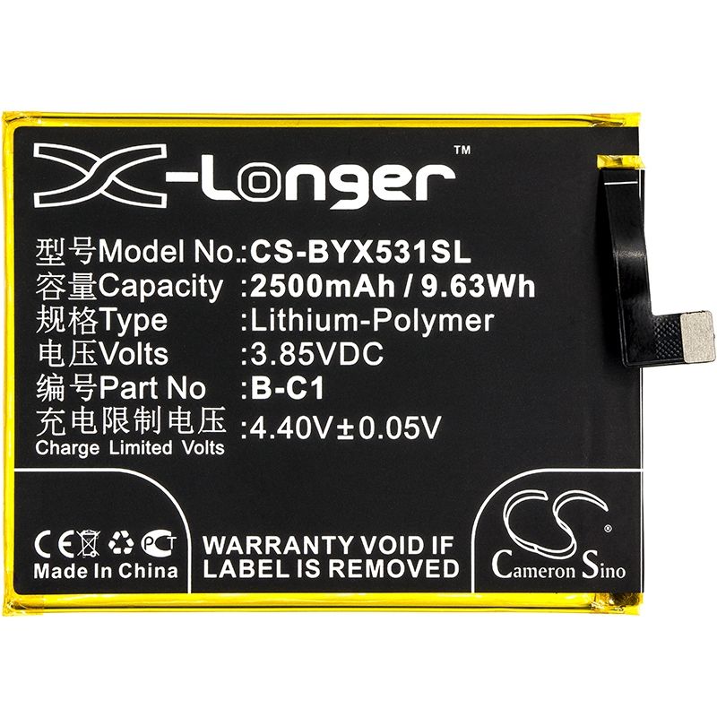 Li-Polymer Battery fits Bbk, vivo y53, vivo y53 dual sim, vivo 3.85V, 2500mAh Mobile & SmartPhone Cameron Sino Technology Limited