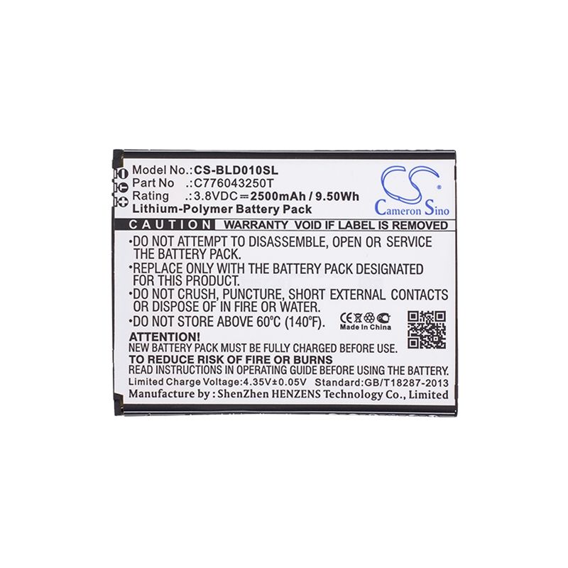 Li-polymer Battery Fits Blu, D0010uu, Dash X Lte D0010u 3.8v, 2500mah Mobile & SmartPhone Cameron Sino Technology Limited