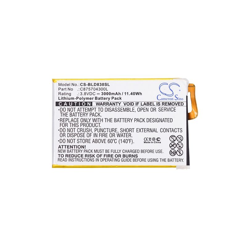 Li-Polymer Battery fits Blu, d830, d830u, studio c 3.8V, 3000mAh Mobile & SmartPhone Cameron Sino Technology Limited