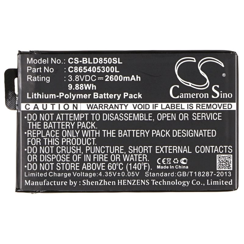 Li-Polymer Battery fits Blu, d850q, s0190uu, studio xl 3.8V, 2600mAh Mobile & SmartPhone Cameron Sino Technology Limited