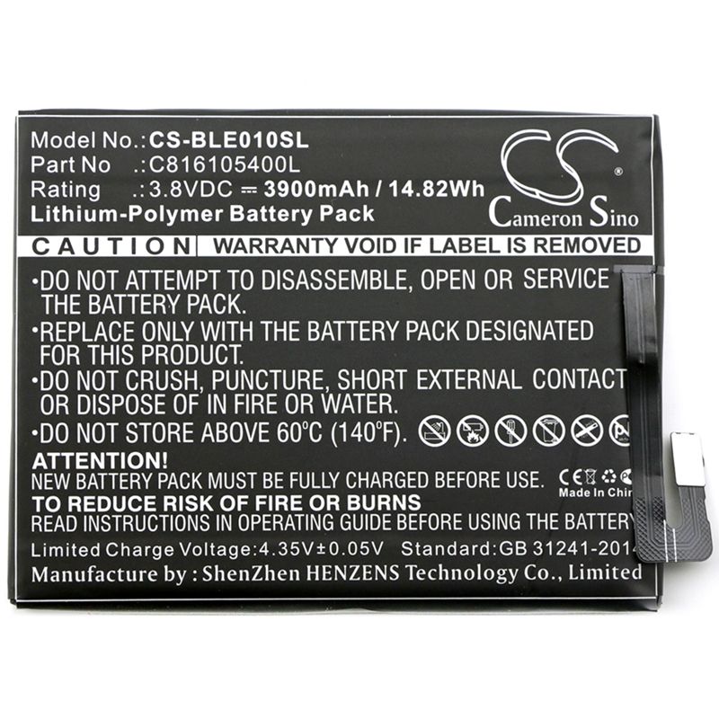 Li-Polymer Battery fits Blu, e010q, energy x 3.8V, 3900mAh Mobile & SmartPhone Cameron Sino Technology Limited