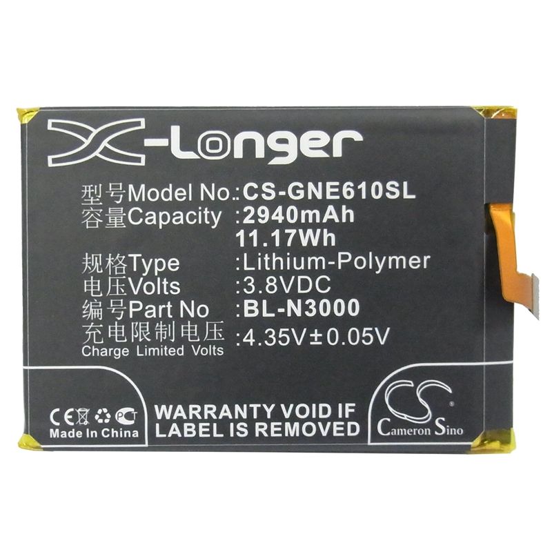 Li-Polymer Battery fits Blu, l220, life pure mini, gionee 3.8V, 2940mAh Communications Cameron Sino Technology Limited (Suspended)