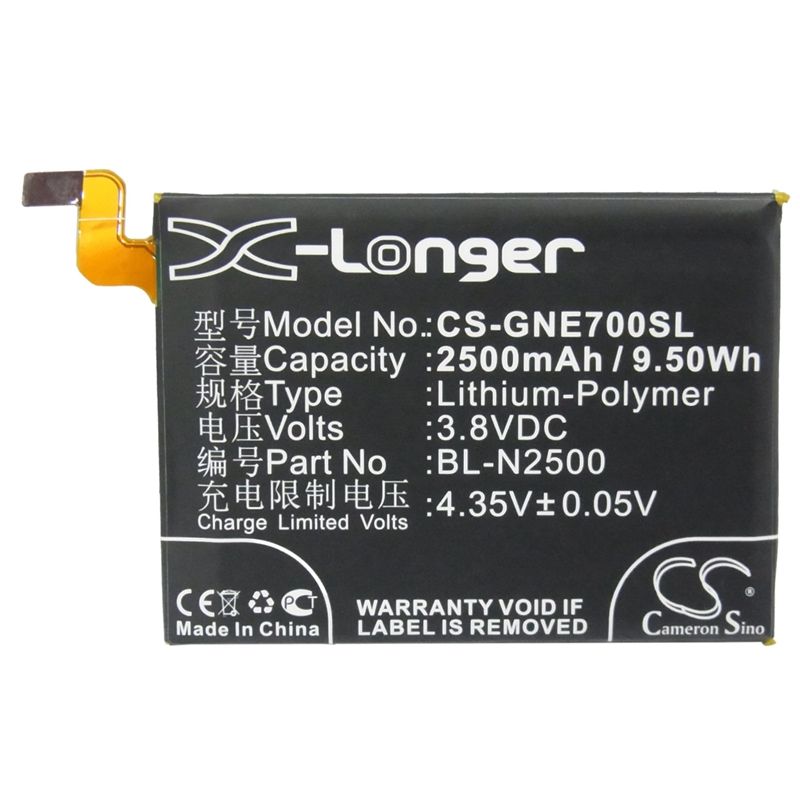 Li-polymer Battery Fits Blu, L259l, L260l, Life Pure Xl 3.8v, 2500mah Mobile & SmartPhone Cameron Sino Technology Limited