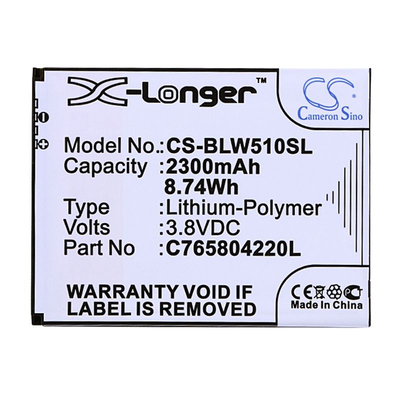 Li-polymer Battery Fits Blu, L280, L280a, L280i 3.8v, 2300mah Mobile & SmartPhone Cameron Sino Technology Limited