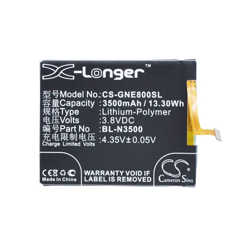 Li-polymer Battery Fits Blu, Pure Xl, Gionee, Elife E8 3.8v, 3500mah Mobile & SmartPhone Cameron Sino Technology Limited