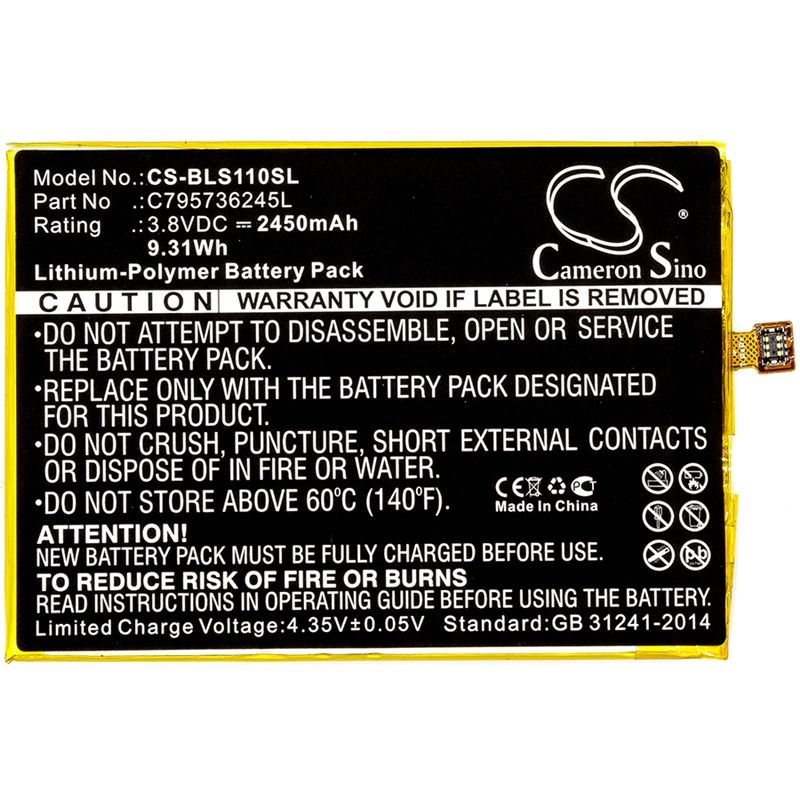 Li-polymer Battery Fits Blu, S0110, Studio One 3.8v, 2450mah Communications Cameron Sino Technology Limited (Suspended)
