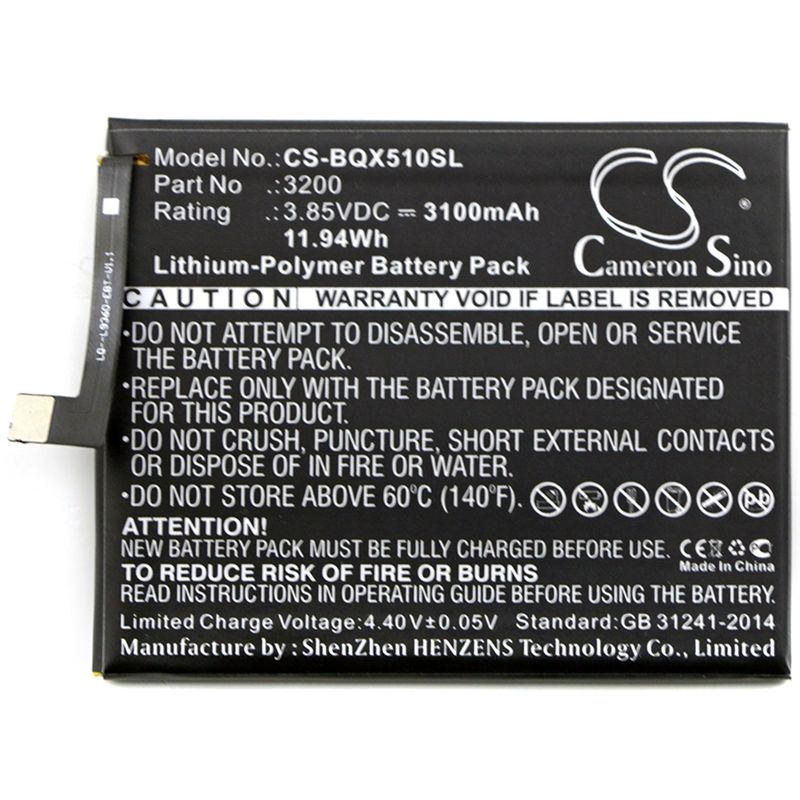 Li-polymer Battery Fits Bq, Aquaris X5 Plus 3.85v, 3100mah Mobile & SmartPhone Cameron Sino Technology Limited