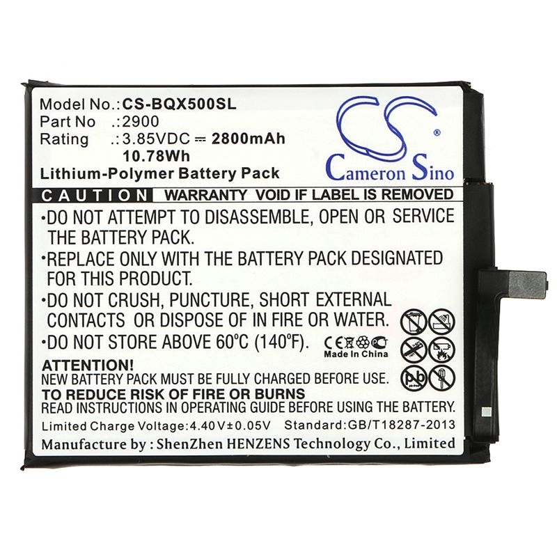 Li-Polymer Battery fits Bq, aquaris x5, aquaris x5 cyanogen edition 3.85V, 2800mAh Mobile & SmartPhone Cameron Sino Technology Limited