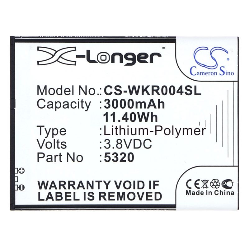 Li-Polymer Battery fits Casper, via v6, via v6x, wiko 3.8V, 3000mAh Mobile & SmartPhone Cameron Sino Technology Limited