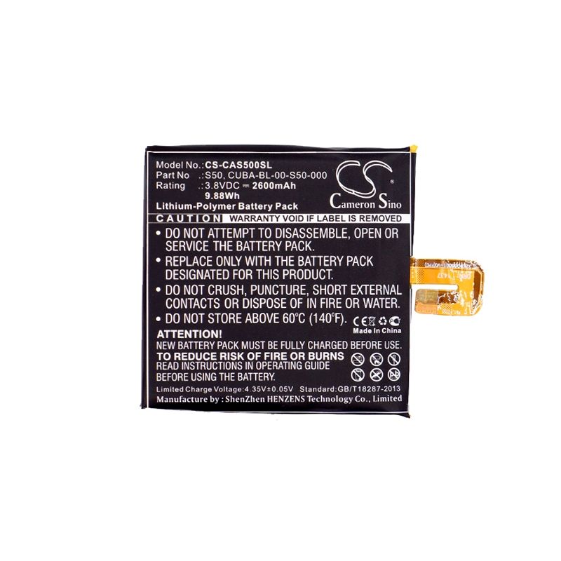 Li-polymer Battery Fits Cat, S50, Caterpillar, S50 3.8v, 2600mah Mobile & SmartPhone Cameron Sino Technology Limited